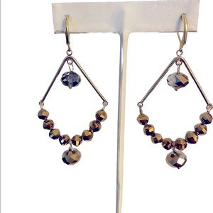 HAND CRAFTED Golden Trapeze Pierced Earrings Statement Earrings Bohemian